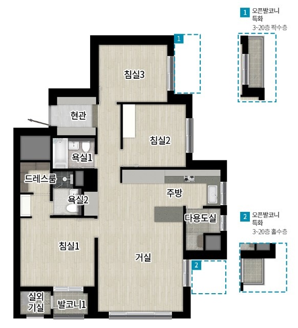 리버센 SK VIEW 롯데캐슬 84B 평면도