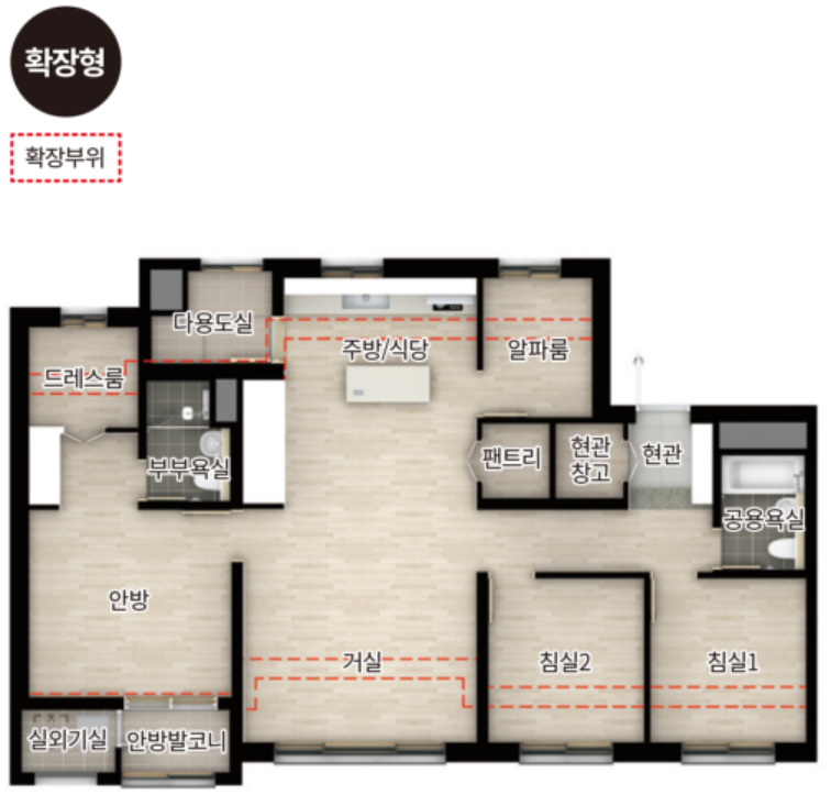 평택 고덕 A48블럭 금성백조 예미지 84A 평면도