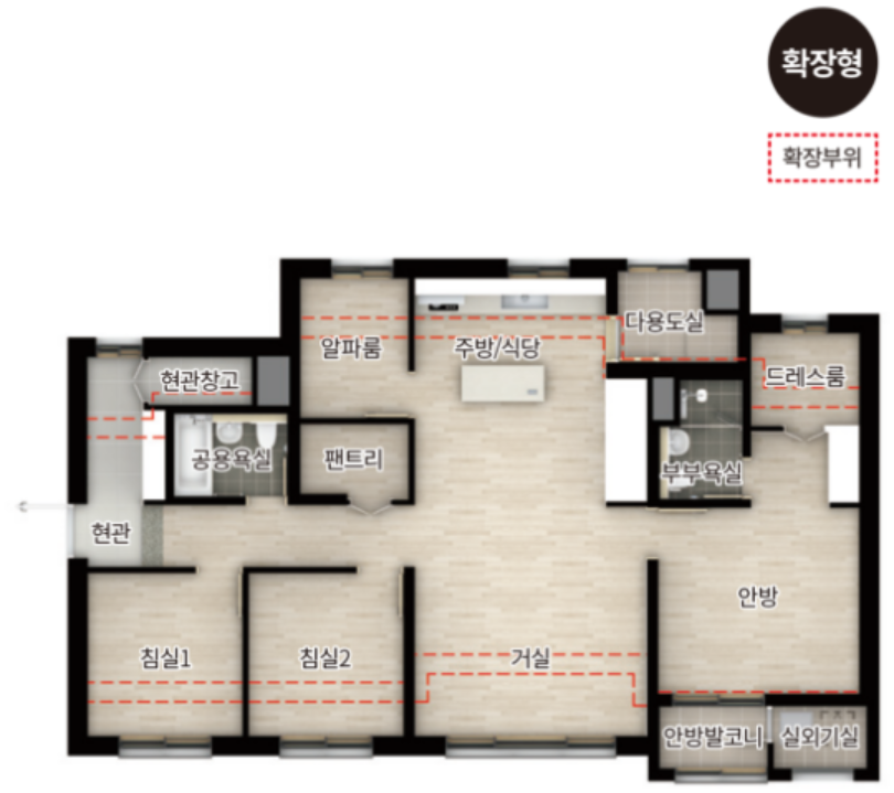 평택 고덕 A48블럭 금성백조 예미지 84B 평면도