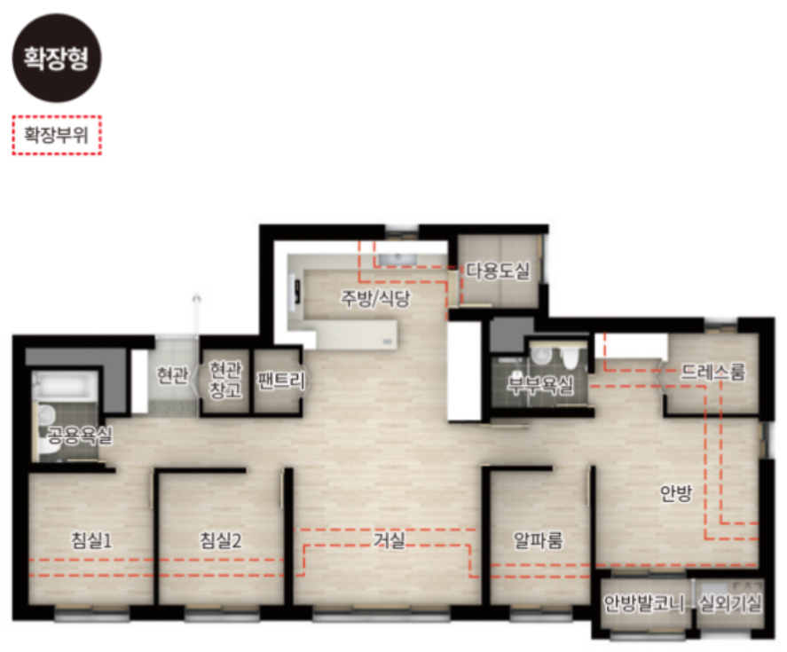 평택 고덕 A48블럭 금성백조 예미지 84C 평면도